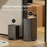 Trash Can - Stainless Steel Garbage Cans with Step-On Pedal, Removable Inner Bucket