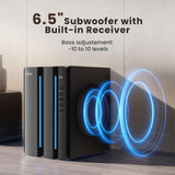 Bobtot Surround Sound Systems Home Theater System - 800 Watts Peak Power 6.5" Subwoofer 5.1 Wired Stereo Speakers Strong Bass with ARC Optical AUX Bluetooth Input