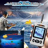 Lucky Sonar Handheld Fish Finder Wireless Transducer Handheld Fish Finders Boat Kayak LCD Depth Finder Portable Display Sensor