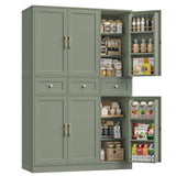 HITHOS 72" Tall Kitchen Pantry Storage Cabinet w/Drawers & Shelves, Green