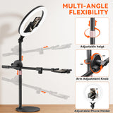 XINGYUNTREE Ring Light with Stand is an Adjustable 11" Desk Ring Light,Featuring Overhead Phone Mount and Overhead Camera Mount with Light,Designed for Video Recording,YouTube,TikTok,Live Streaming