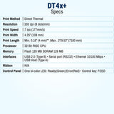 McAuley Labels GoDEX DT4x+ 4" Direct Thermal Shipping Label Printer - Retail & Warehouse Printer - 203 DPI, USB/Serial/Ethernet
