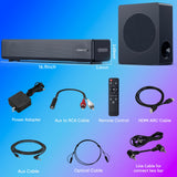 GEOYEAO 2.1 ch Soundbar with subwoofer, Dolby Digital 100W Sound Bars TV Speaker Home Theater Audio Surround Sound System, HDMI eARC/Bluetooth/DSP/Remote Control External Speakers for Smart TVs