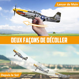 HAWK'S WORK RC Plane P-51D Mustang 500mm, 4 Channel Remote Control Warbird RTF, Brushless Motor 6-axis Gyro 3 Flight Modes, Easy to Fly for Beginners Boys & Adults