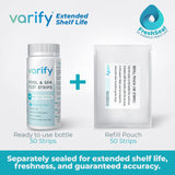 Varify 7 in 1 Pool and Spa Test Strips- Easy to Use Water Testing Kit for Pool, Spa, Hot Tub & More - Tester Strip for Water Hardness, Chlorine, Bromine, pH, Alkalinity and Cyanuric Acid (100 Strips)