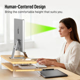 Bamboo Dual Monitor Stand for Desk,31.5 In 2 Tier Computer Riser Organizer