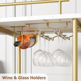 CABIHOME Gold 3-Tier Rotating Bar Cart with Wheels, Modern Serving Cart for Kitchen, Living Room, Dining Room