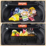 MOJIOO Large Trunk Organizer with Removable Cooler Bag-Collapsible Multi Compartments w/Foldable Cover MOJIOO