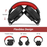 Over Ear Headphones, Wireless Headphones w/ 72H Playtime, Hi-Res, 3.5mm/6.35mm Wired Audio Jack - Red OneOdio