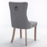 MOOLSUN Linen Dining Chairs Set of 8, High Back Side Chairs, Modern Padded High-End Tufted Upholstered Chairs with Button-Tufted Back & Rear Pull Tabs, Solid Wood Legs F-Gray(Solid Wood Legs)
