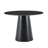 Maotifeys Modern Round Dining Table 42'' Black Marble Dining Room Table for 4, Circle Faux Marble Top Kitchen Table with Black Pedestal for Dining Room, Bistro, Breakfast (Table Only)
