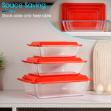 NUTRIUPS 1.5+2.4+3.7Qt Deep Glass Baking Dish, 11.5x8x3 in & 9.5x7x2.7 in & 8x6x2.4 in 3-Pack Deep Lasagne Dish with Lids for Oven, Rectangular Glass Bakeware