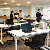 Conference Room Table, 47.2'' Modern Folding Training Tables with Flip Top, Mobile Table with Four Locking Wheels