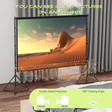 AAJK 120in Outdoor Projector Screen with Stand,Portable 16:9 4K HD Indoor Outdoor Projection Screen with Wrinkle-Free Design, Ideal for Home Theater and Backyard Cinema – Includes Carry Bag