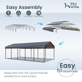 PHI VILLA 12x25 Carport, Metal Carports Canopy Heavy Duty Car Port Garage