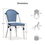 PURPLE LEAF French Bistro Dining Chairs Set of 2, White Finish, Deep Blue