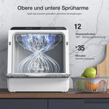 Portable Dishwasher Countertop, WIFI Smart Dishwasher, Compact Mini Dishwashers with 5L Built-in Water Tank, 6 Programs, 360° Dual Spray, High-Temp& Air-Dry Function, Fruit Cleaning