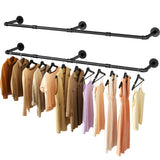 UlSpeed Wall Mounted Clothes Rack 52.6in, Industrial Pipe Clothing Racks Wall Mount, Heavy Duty Detachable Iron Garment Bar, Saving Space, Multi-Purpose Hanging Rod for Bedroom, Laundry Room, 2 Packs