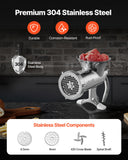 VEVOR Manual Meat Grinder, 304 Stainless Steel Meat Grinder with Steel Table Clamp, #12 Meat Mincer Sausage Maker & 2 Cutting Plates, Cookie Attachment, Sausage Tube for Beef Pepper Mushroom Cookie