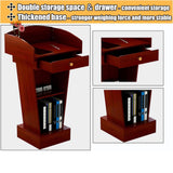 Conference Lectern, Classroom Podium Stand, Wooden Pulpit,White,+Drawer
