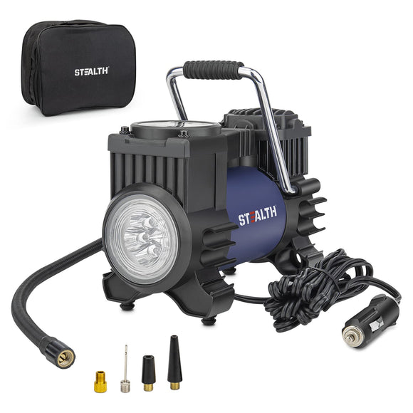 Stealth Portable Air Compressor Tire Inflator - 12V DC Digital Pump with 120PSI, LED Light for Emergency Stealth