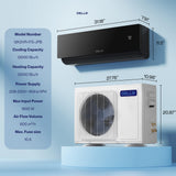 DELLA Umbra Series 12000 BTU Mini Split AC Wifi Enabled Work with Alexa 17 SEER2 Energy Saving Cools Up to 550 Sq.Ft & Pre-Charged Heat Pump Ductless Inverter System