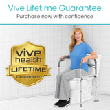 Vive Toilet Safety Rail - Medical Chair for Handicapped & Seniors - Folding Bathroom Frame w/Handles, Arms for Elderly, Disabled - Standalone Grab Bar - Seat Assistance Support Stand Up Assist