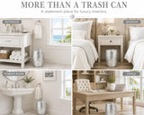 Escenzy Silver Bathroom Trash Can, Handmade Mosaic Glass 1.3 Gal / 5L | Decorative Waste Basket for Bathroom, Bedroom, Office | Luxury Silver Glitter Bathroom Decor | Glam Home Decor Gift