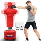Punching Dummy, Durable Silicone Punching Bag with Large Stable Base for Adults & Kids, Freestanding Training Target for Boxing, Taekwondo, MMA, Home Gym(RED-2)