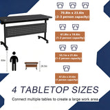 Office Conference Table, Mobile Folding Modular Conference Table with Wheels, Rolling Training Seminar Desk for School Classroom Meeting Office Library (6, Dark Grey, 70.8IN)
