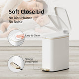 KUK Slim Bathroom Trash Can with Lid, 1.6 Gal / 6L Stainless Steel Small Garbage Bin with Detachable Inner Bucket
