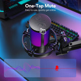 Gaming USB Microphone, Noise Cancellation Condenser mic with Mute, Gain, Monitoring, Boom Arm for Streaming, Podcast, Twitch, YouTube, Discord, PC, Computer, PS4, PS5, Mac, GamerWave DGM20S MAONO