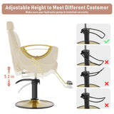 LOUVIXA Barber Chair, Salon Chair for Hair Stylist, Height Adjustable Hydraulic Hair Reclining Salon Chairs, 360 Degrees Rotation, Multi-Function Shampoo Chair for Barbershop (Beige)