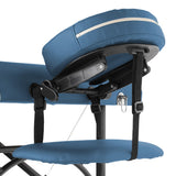 Saloniture Professional Portable Lightweight Tri-Fold Massage Table with Aluminum Legs - Includes Headrest, Face Cradle, Armrests and Carrying Case, Blue