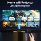 [1000 ANSI Lumens/Auto Focus/Built-in Apps] Outdoor 4K Projector with WiFi and Bluetooth,Smart TV OS & Dolby Atmos,1080P Projector with 300'' Display,Home Movie Projector