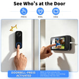 Doorbell Camera Wireless, 720P HD Smart Doorbell 4.5" Monitor Screen