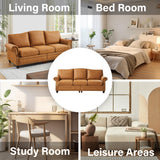 LegacyAmerhome Faux Leather Couch for Living Room, Mid Century Modern Leather Sofa with Rolled Arm, Classic 3 Seat Brown Couches with Nailheads Trim, Big Comfy Couch with Deep Seat