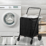 Folding Shopping Cart with Removable Waterproof Liner, 330LBS Large Capacity Jumbo Grocery Cart VEVOR