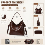 Slouchy Hobo Bags for Women, Large Shoulder Bag with Top Handle, Vintage Crossbody Purse Leather Travel Slouchy Tote Handbag (Brown)