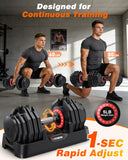 Rendpas Adjustable Dumbbells Set of 2, 1-Sec Adjustable Weights Dumbbells Set, 16 in 1 Free Dumbbell with Anti-Slip Texture Handle, Weight Set For Home Gym Suit both Men and Women (80LBS-Pair)