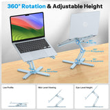 OMOTON LA10 360° Rotating Laptop Stand Riser Foldable for Desk, Sky Blue