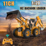 FANXMF RC Backhoe Wheel Loader 2.4G Fully Functional 1/20 Remote Control Excavator Bulldozer Back Hoe Truck Tractor Digger Heavy Duty Construction Vehicle Engineering Trucks