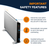 DeLonghi Convection Panel Heater, Full Room Quiet 1500W, portable electric heater is freestanding/easily wall mounted. Energy Saving, quick heat distribution, timer, white, HCX9115E