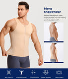 TAILONG Men Compression Shirt For Body Slimming Tank Top shaper Tight Undershirt Tummy Control Girdle (Small, Beige)