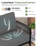 Oasbira Aluminum Outdoor Patio Furniture Set with Dual-Layer Coffee Table, 4 Piece Modern Patio Conversation Sets with PE Rope, Outdoor Sectional Sofa with Thick Cushions for Balcony, Porch, Charcoal