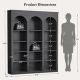 MapleGrace 71" Triple Arched Bookcase, Tall Bookshelf with Shelves, Black