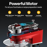 VIVOHOME 6-in-1 Stand Mixer, 8.5 Quart Electric Tilt-Head Kitchen Mixer with Bowl, Multifunctional Food Mixer for Cake, Bread, and Dough, Red