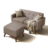 Kingfun 65" W Loveseat Sofa with Ottoman Coffee Table, Mid Century Modern Decor Love Seat Couches and Ottoman with Storage for Living Room, Button Tufted Upholstered Love Seats Furniture Set, Grey