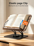 Tounee Adjustable Book Stand with 360° Swivel Base,Matte Black