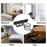 YUET Hair Dryer Holder Hairdryer Station Wall Mounted Spiral Shelf Bracket Stand Hanger Straightener Organizer Blow Storage with Holes Rack for Bathroom Aluminum Professional (Black)